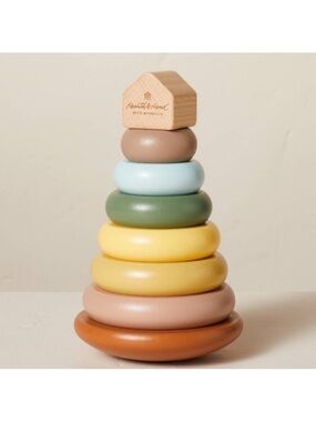Wood Toy Rainbow Wooden Round Ring Stacker 8pc - Hearth & Hand NEW IN PACKAGE